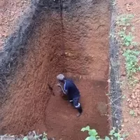 A cesspit is being dug for the new toilets.